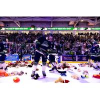 Florida Everblades collect the proceeds from the Teddy Bear Toss