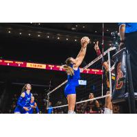 Middle blocker Kiara Reinhardt with Creighton