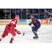 Allen Americans left wing Danny Katic (left) vs. the Tulsa Oilers