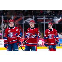Spokane Chiefs' Owen Martin, Mathis Preston, and Chase Harrington