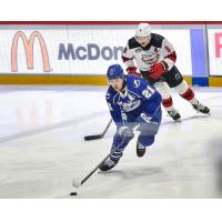 Syracuse Crunch forward Mitchell Chaffee vs. the Utica Comets