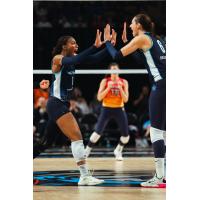 Orlando Valkyries' Charitie Luper and Brittany Abercrombie on game night