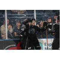Youngstown Phantoms' Ryan Rucinski and teammates celebrate on game noght