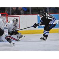 Portland Winterhawks' Ondrej Stebetak versus Wenatchee Wild's Mathias Silaban